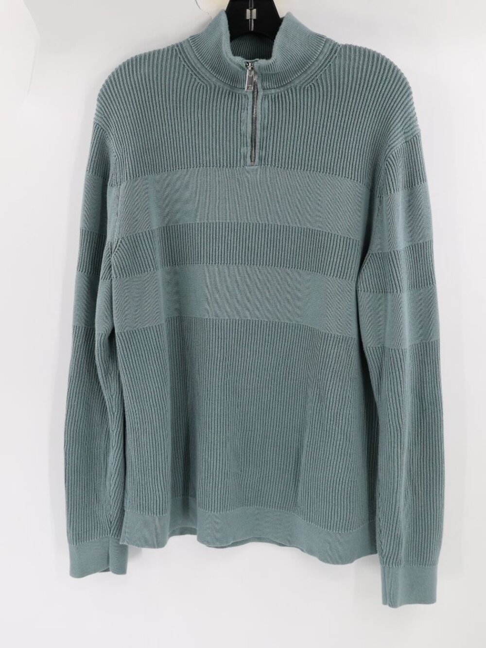 Theory sweater mens Large Walton Trooper Eco Breach 1/4 Zip Pullover green knit